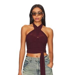 MAJORELLE Charlize Halter Top in Plum Purple Small